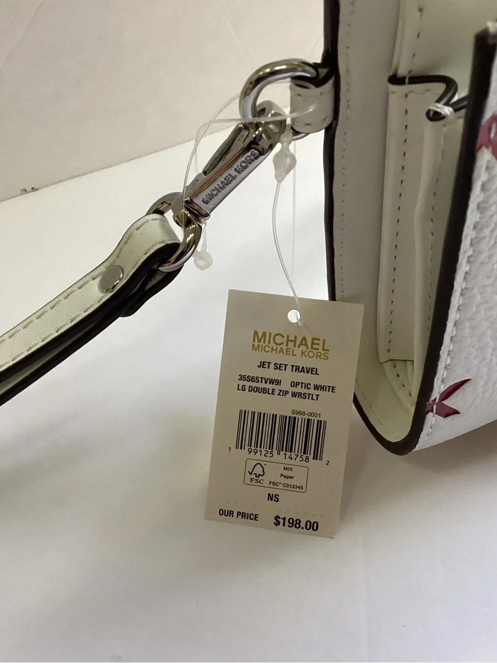 Michael Kors Optic White jet set double zip Wristlet, NWT